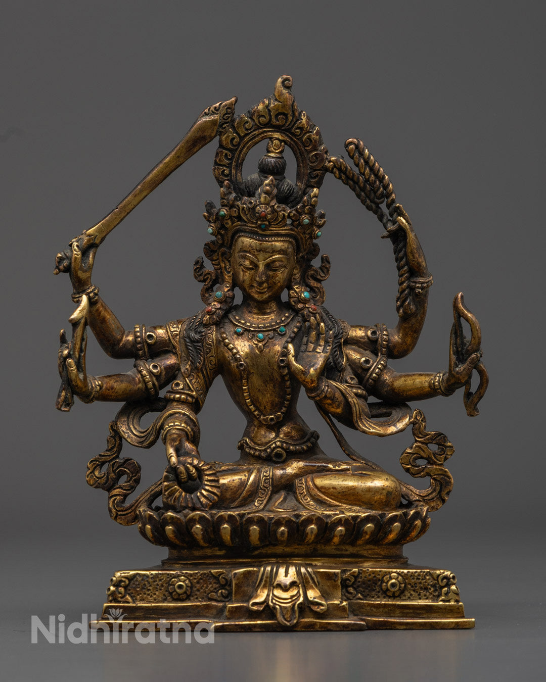 Antique Mahamanjushri Statue | Unique Handcrafted Buddhist Statue