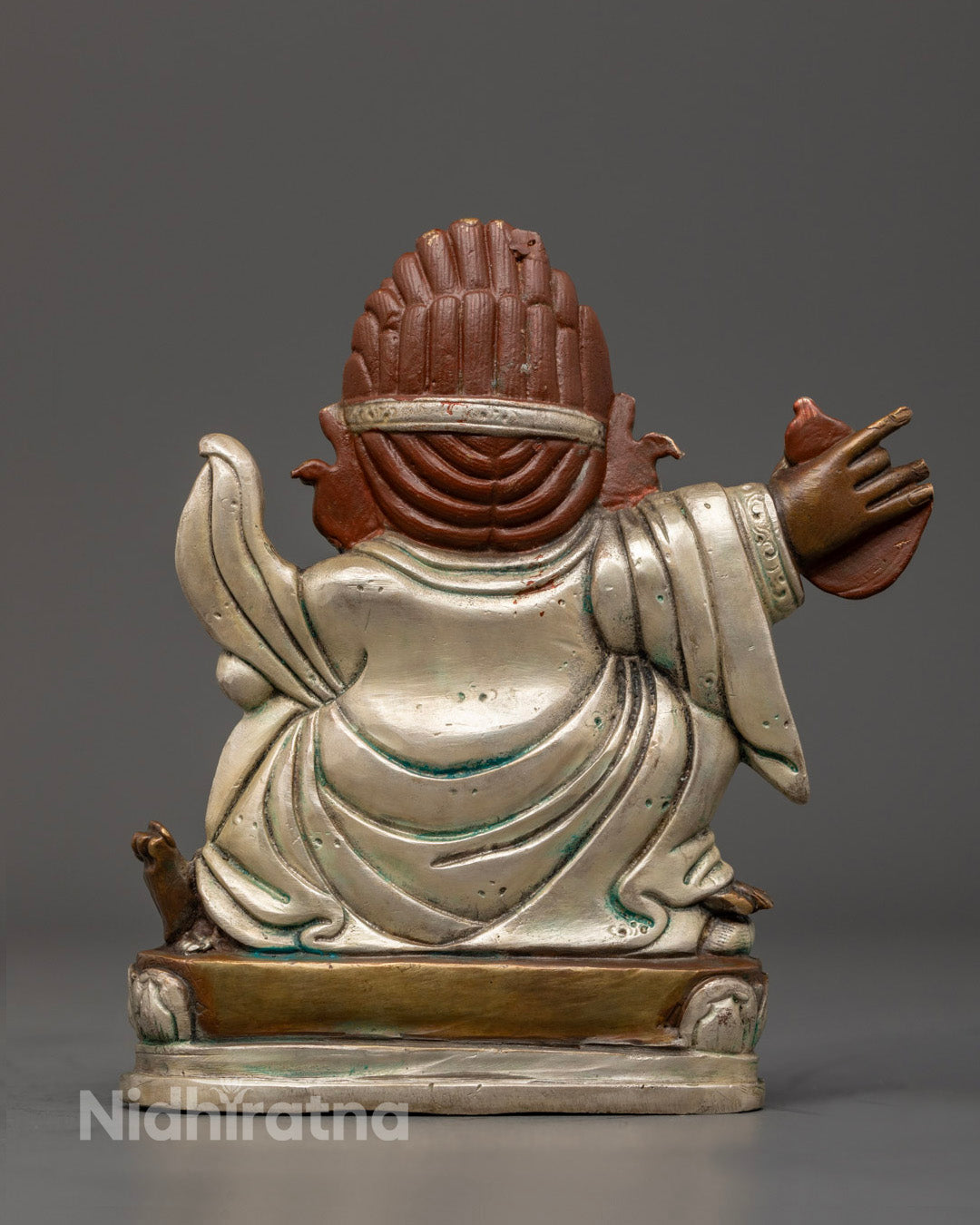 Mahakala Bernagchen Statue in Oxidized Copper