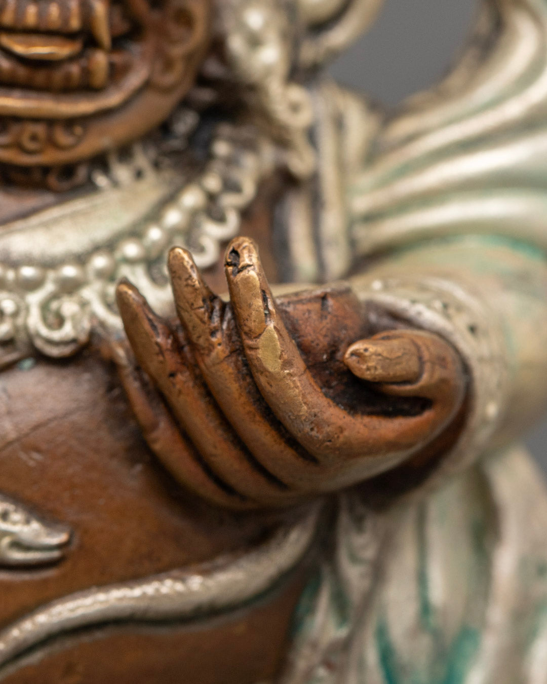 Mahakala Bernagchen Statue in Oxidized Copper