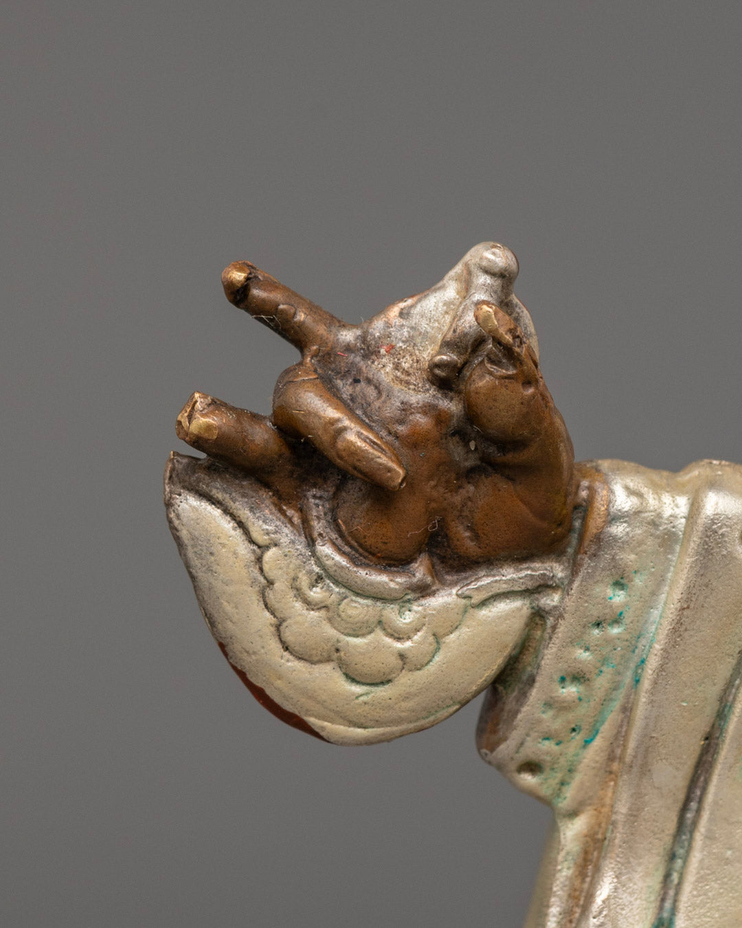 Mahakala Bernagchen Statue in Oxidized Copper