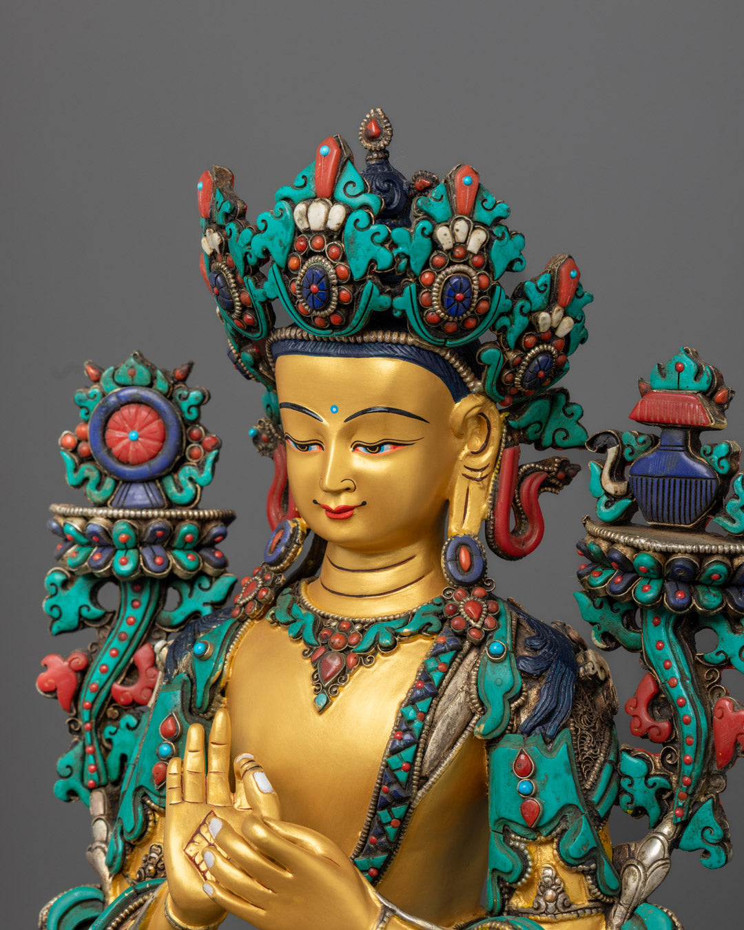 Gold Maitreya Buddha Statue | Future Buddha Sculpture
