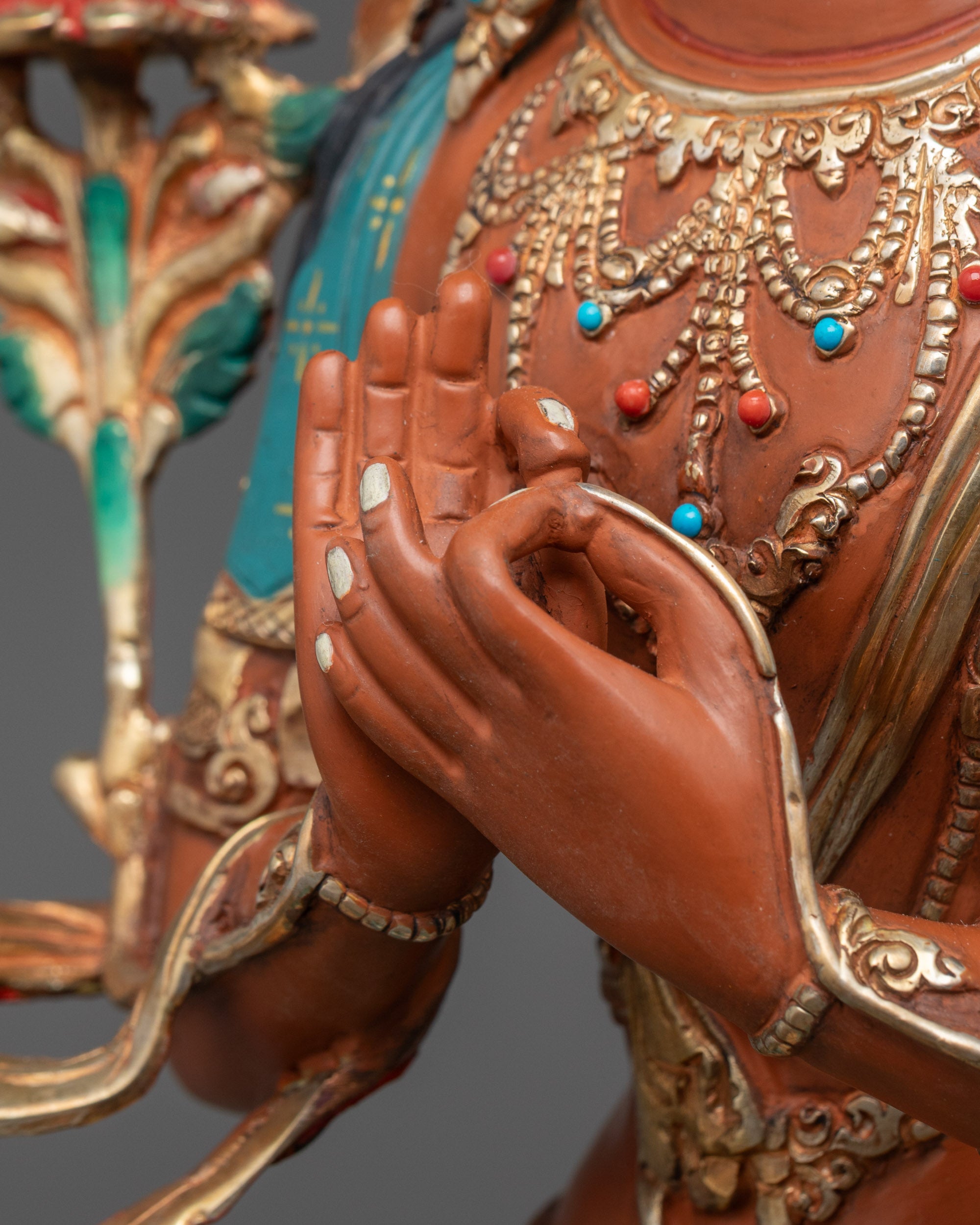 Nepalese Red Colored Maitreya Buddha Statue | Buddhist Sculpture