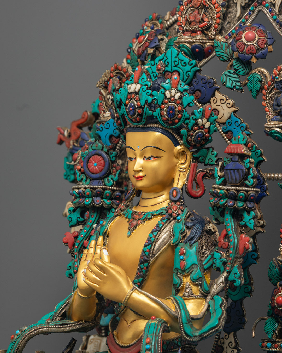 Gold Maitreya Buddha Statue | Future Buddha Sculpture