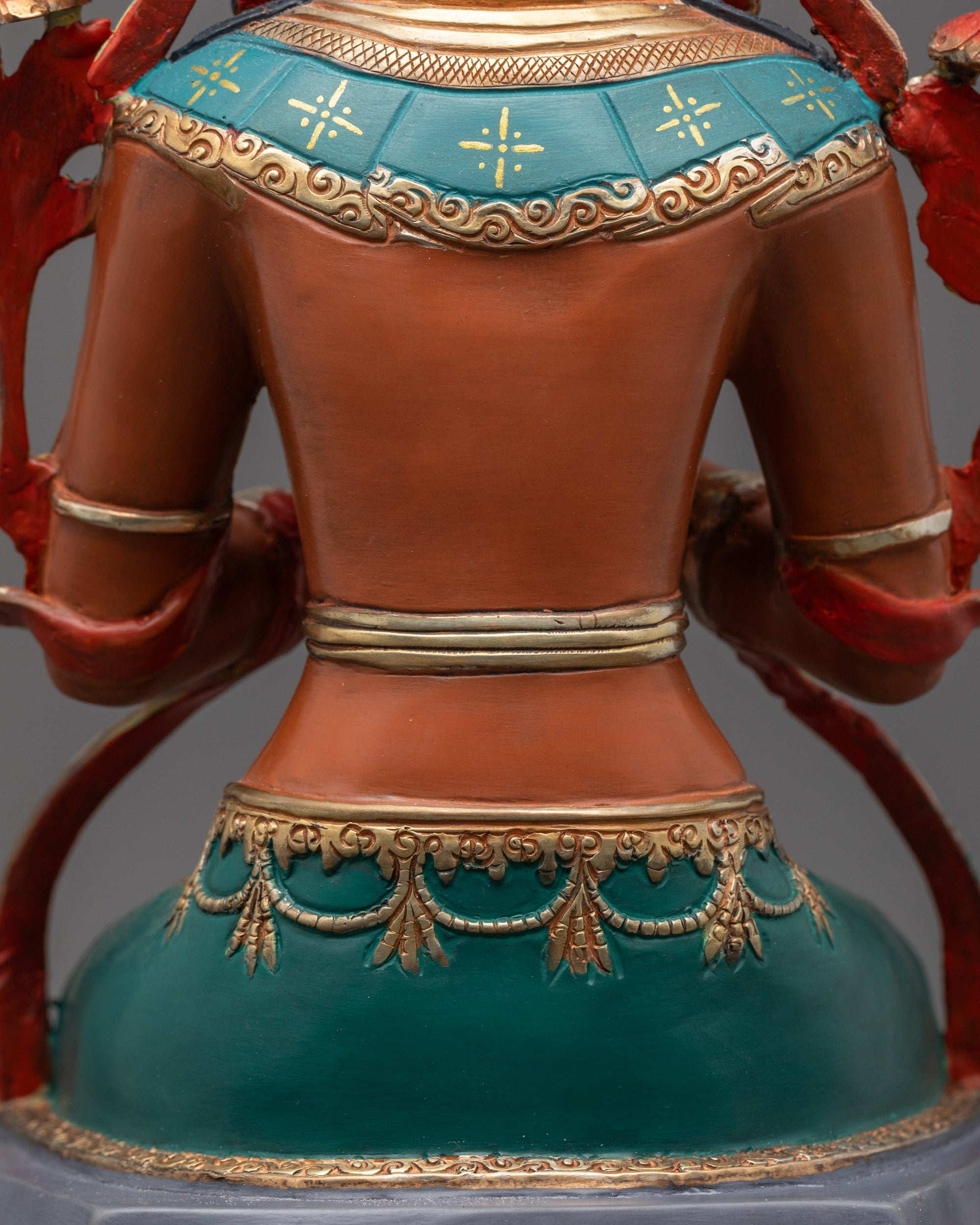 Nepalese Red Colored Maitreya Buddha Statue | Buddhist Sculpture