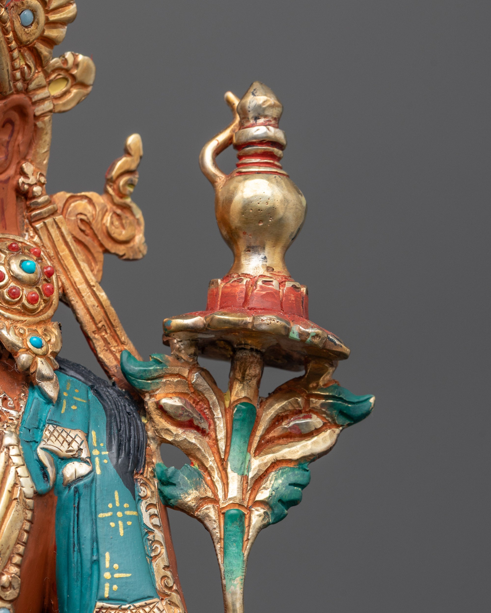 Nepalese Red Colored Maitreya Buddha Statue | Buddhist Sculpture