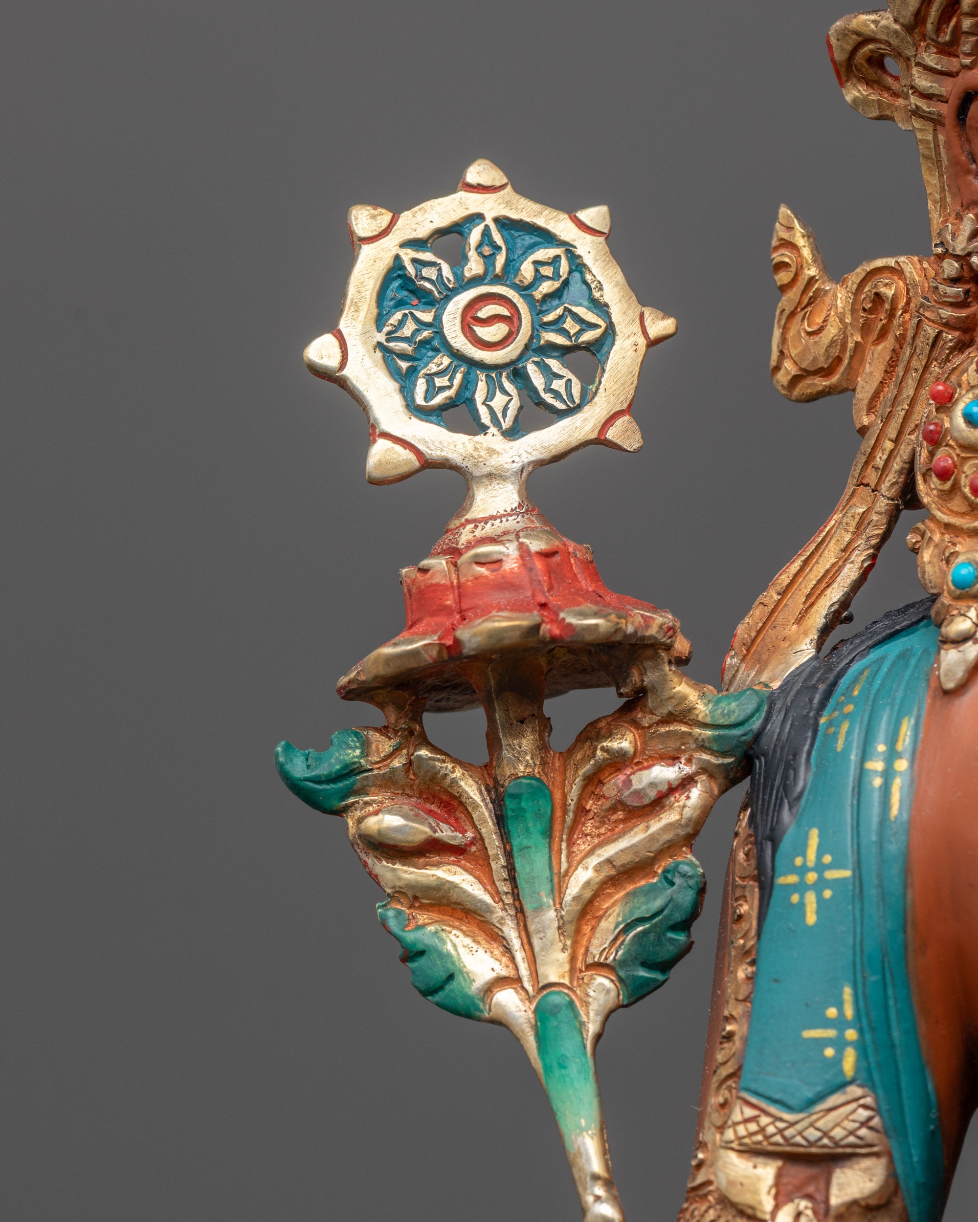 Nepalese Red Colored Maitreya Buddha Statue | Buddhist Sculpture