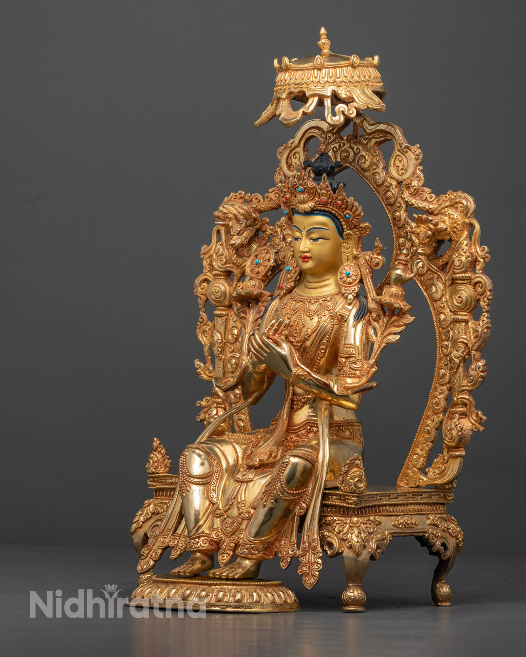 Maitreya Buddha Statue | 24K Gold-Gilded Copper