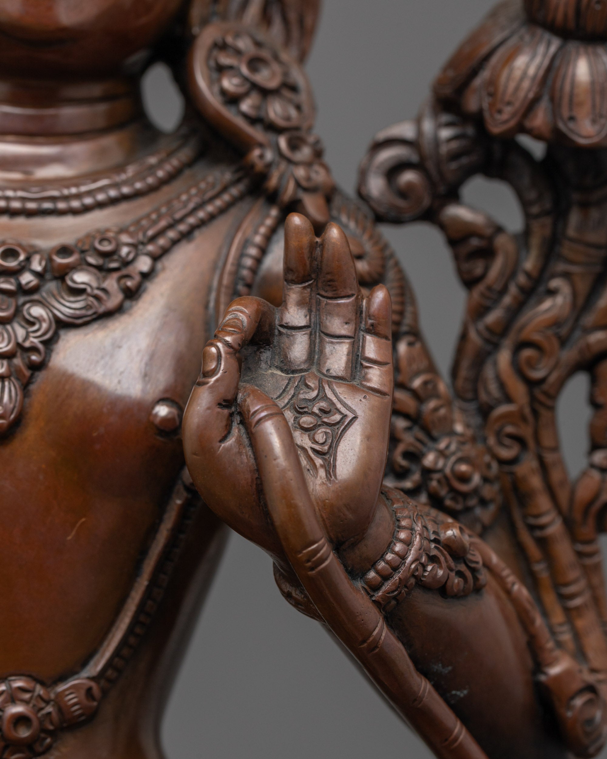 Handcrafted Oxidized Manjushri Statue | Buddhist Wisdom Figure