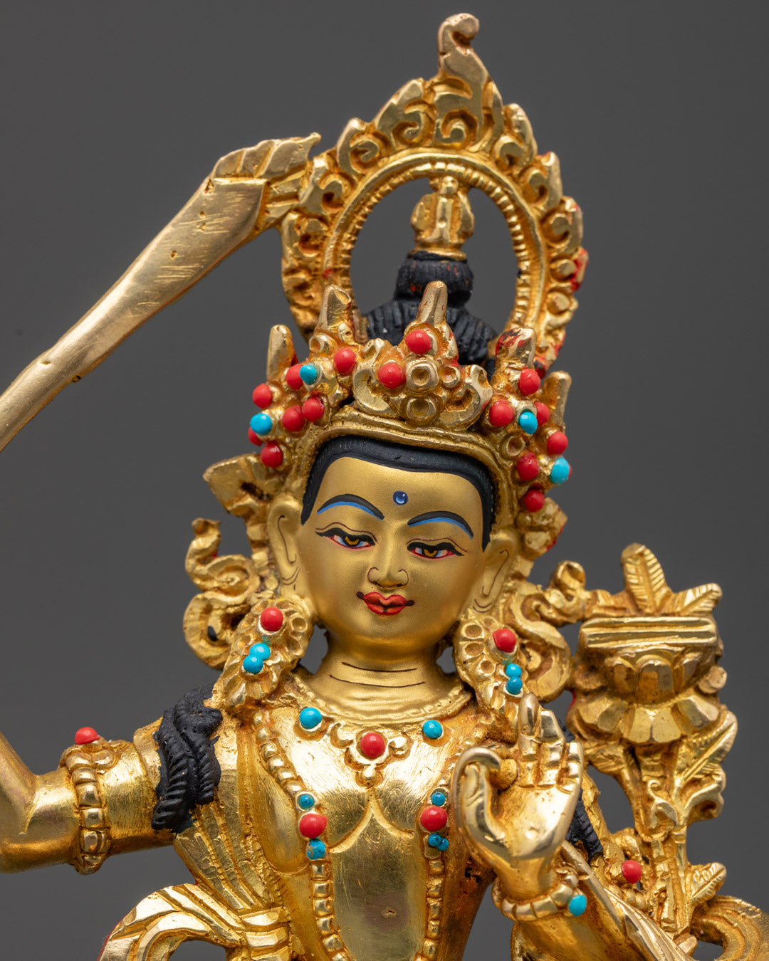 Manjushri Statue | 24K Gold Gilded Icon of Higher Knowledge