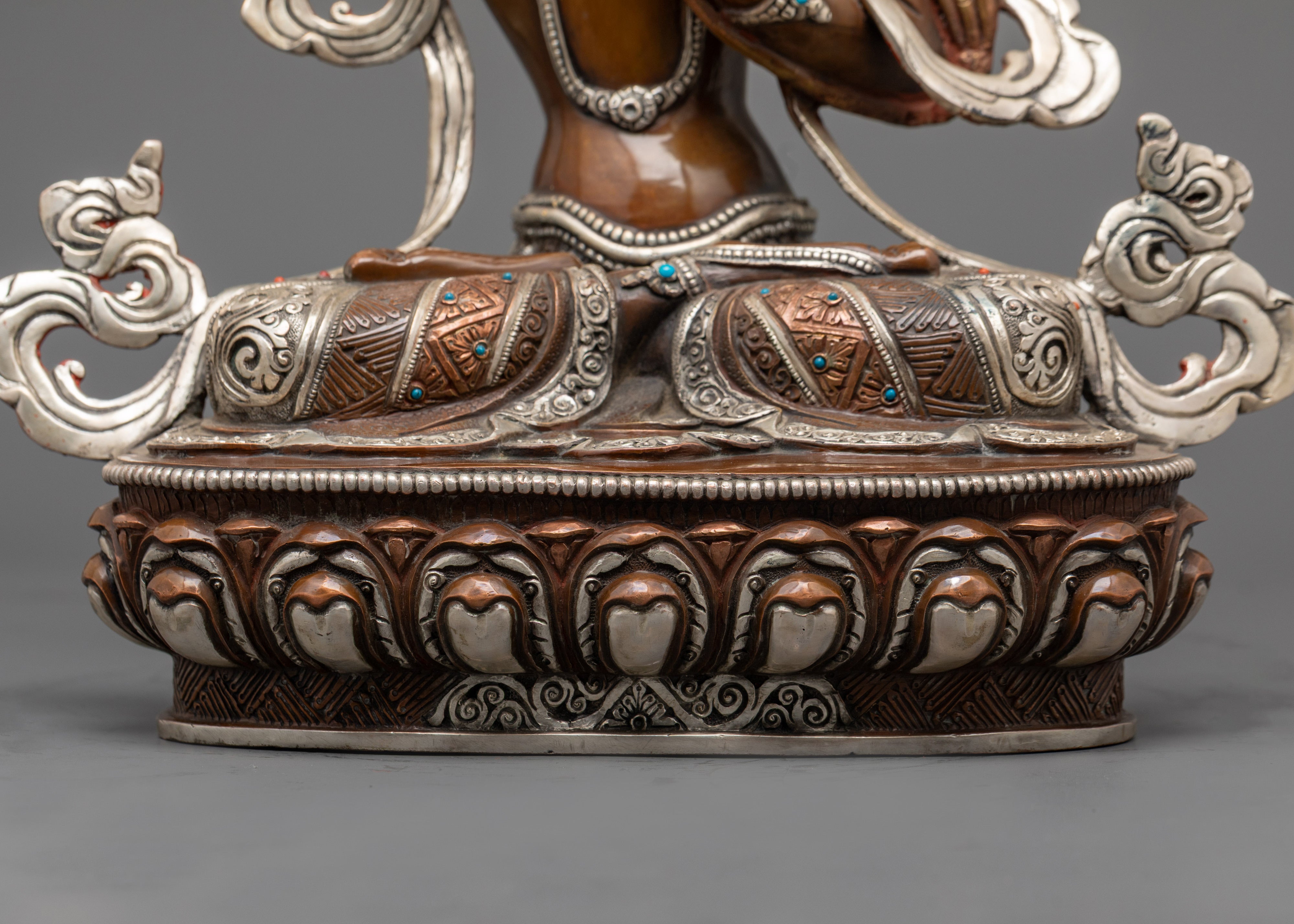 Manjushri Statue in Oxidized Copper
