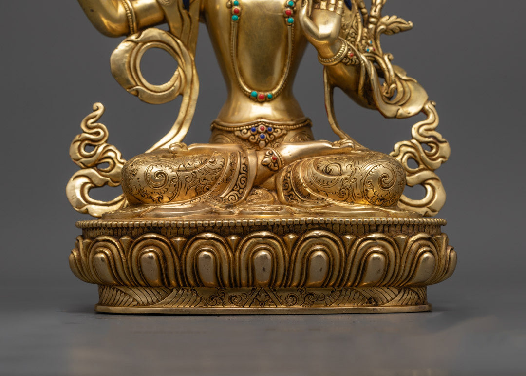 Radiant 24K Gold Manjushri Statue from Nepal