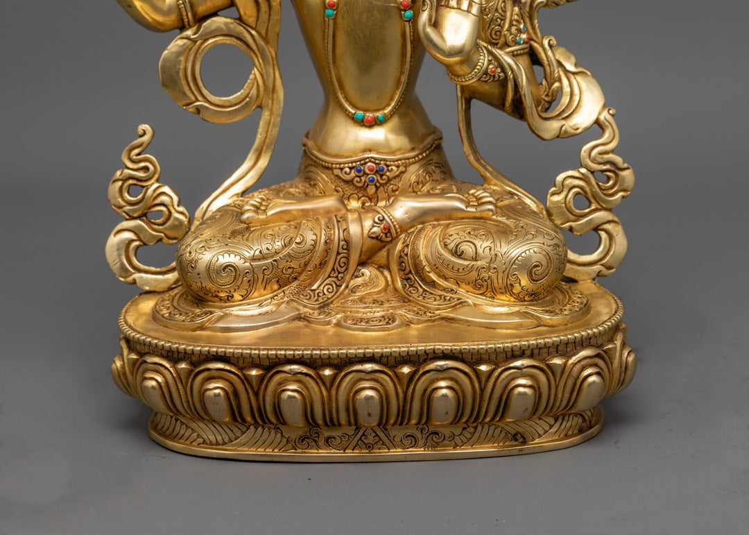 Radiant 24K Gold Manjushri Statue from Nepal