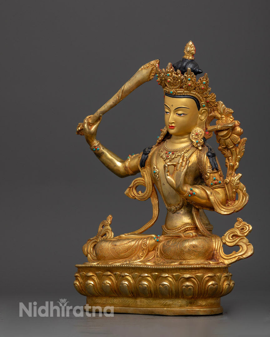 Golden Statue For Manjushri Long Mantra