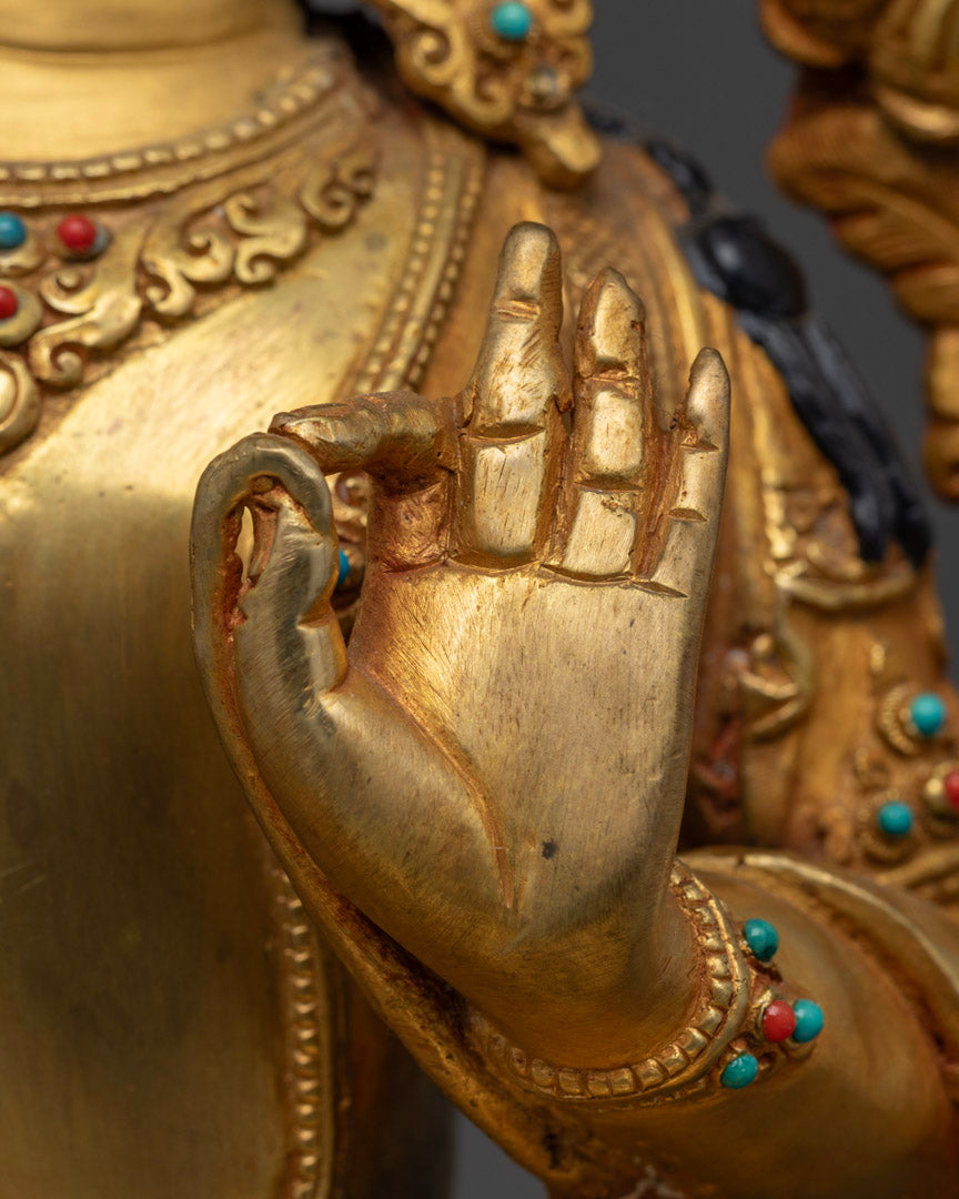 Golden Statue For Manjushri Long Mantra