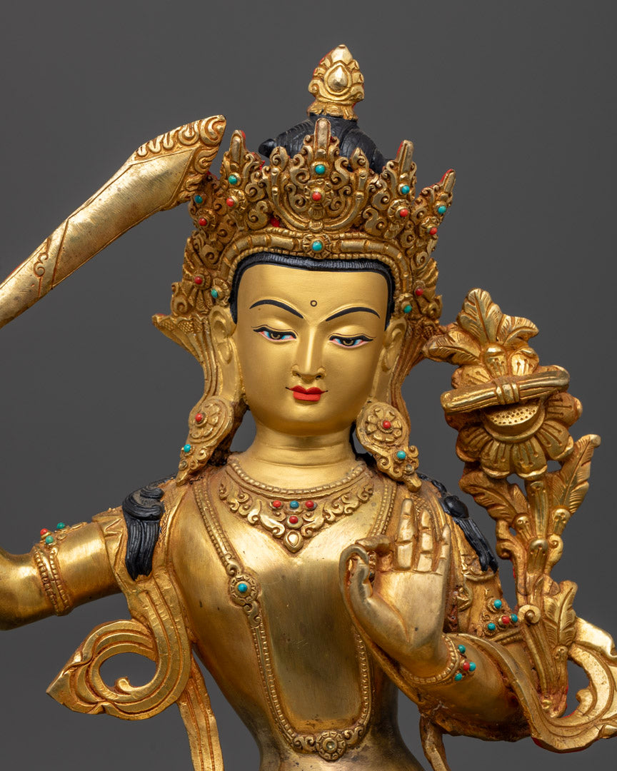 Golden Statue For Manjushri Long Mantra