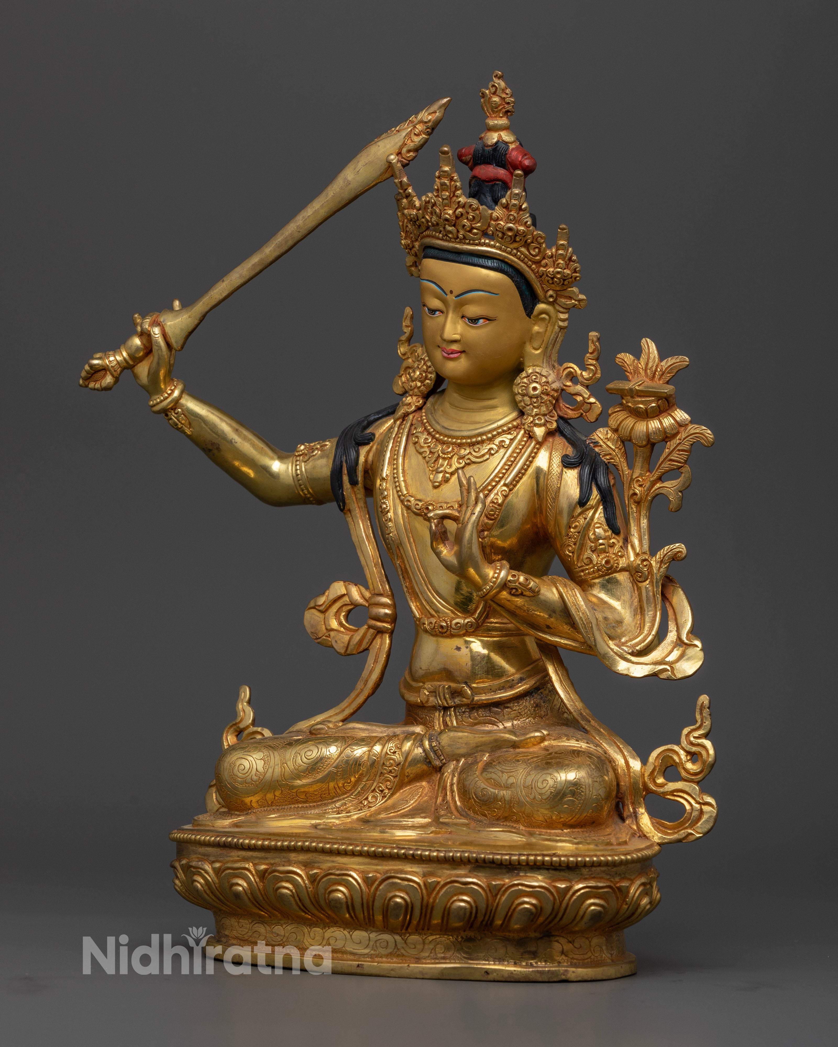 Wisdom deity Manjushree statue | Gold-plated Manjushree statue |