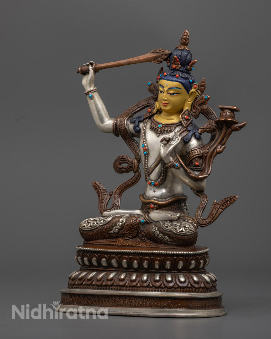 Manjushri Statue | Handcrafted 24K Gold Gilded Face