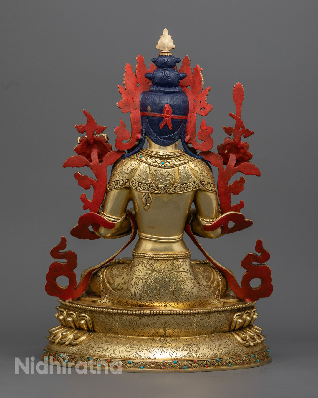 24k Gold Manjushri Statue | Copper Buddhist Sculpture