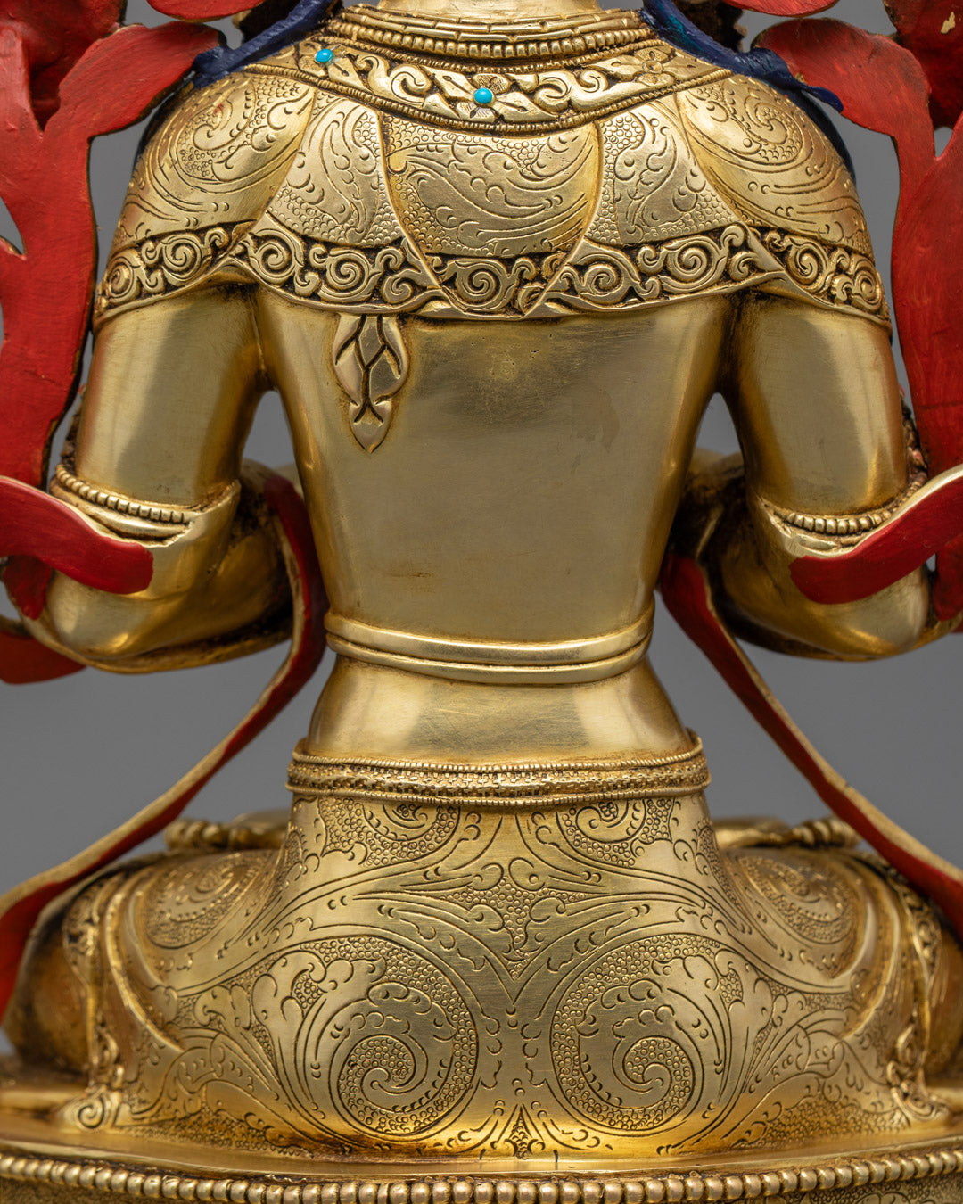 24k Gold Manjushri Statue | Copper Buddhist Sculpture