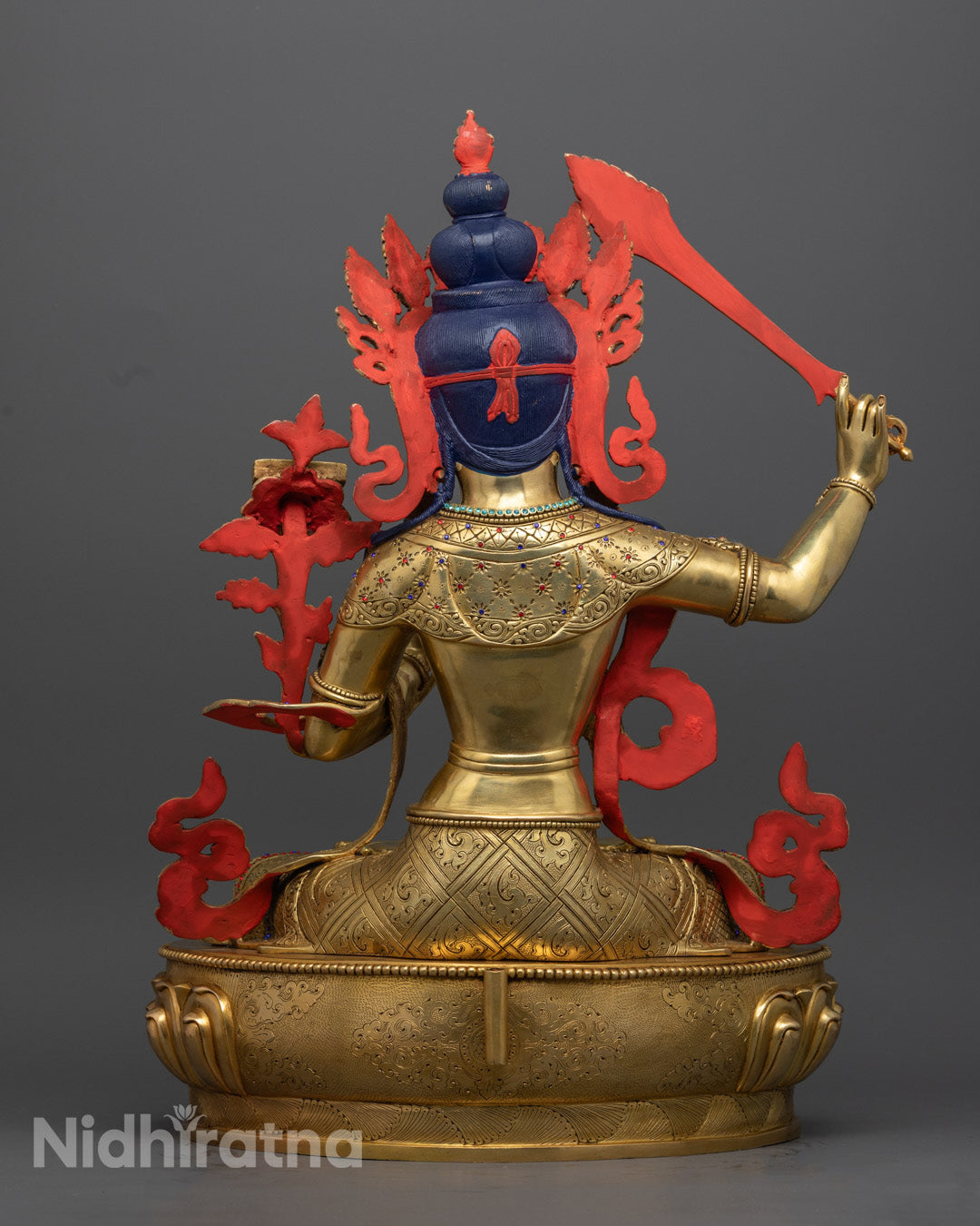 Manjushri Wisdom Statue | 24k Gold Gilded Copper