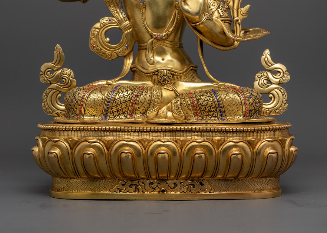 Manjushri Wisdom Statue | 24k Gold Gilded Copper