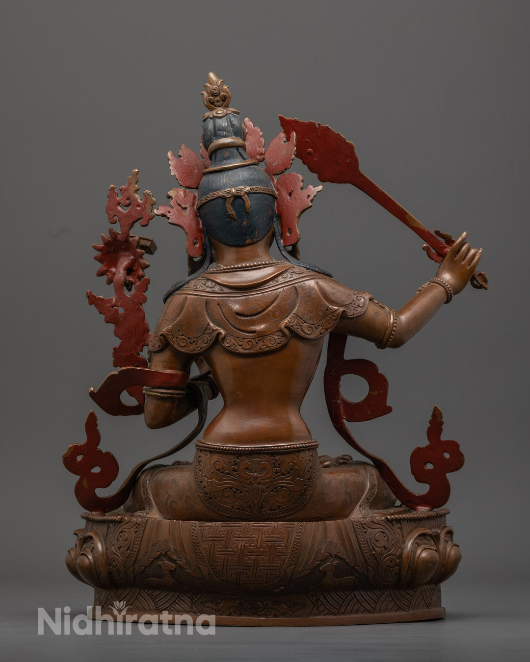 Tibetan Manjushri Statue | Oxidized Bodhisattva Sculpture