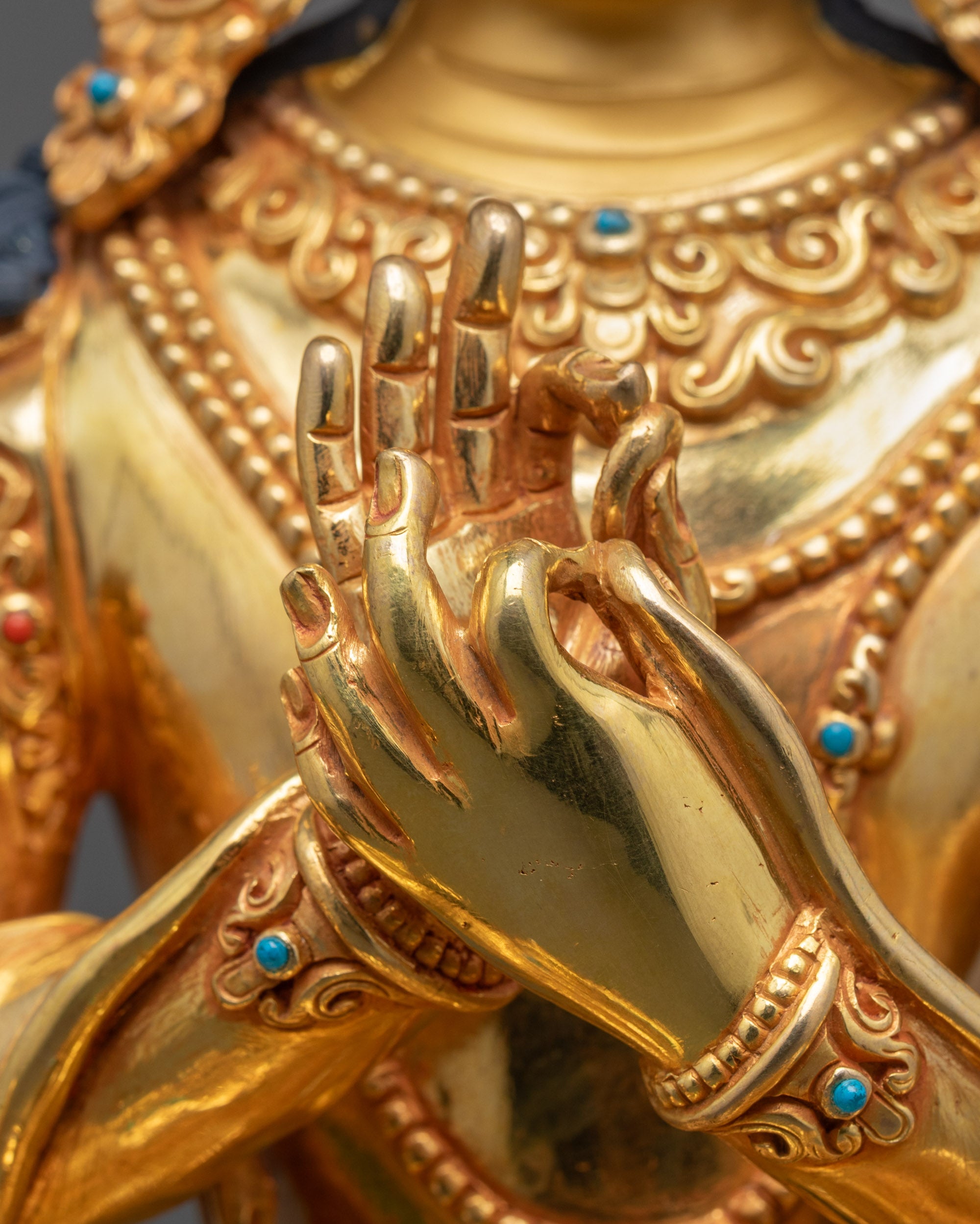 Premium Manjushri Statue with Snow Lion | Tibetan Wisdom Deity