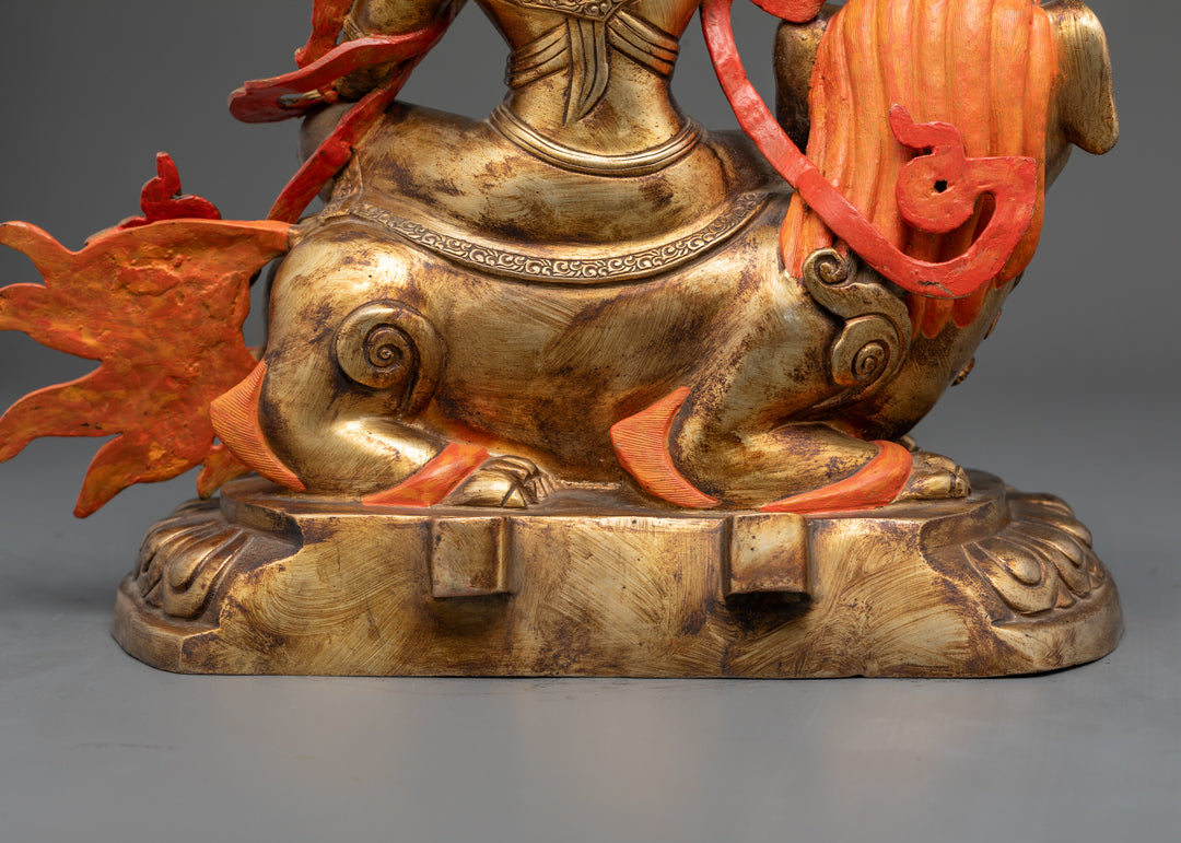 Nepalese Manjushri Statue | 24K Gold-Gilded Buddhist Deity Sculpture