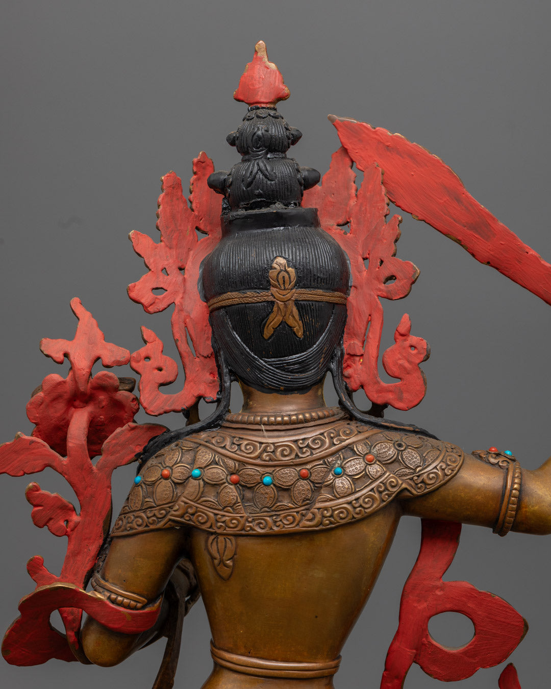 Hand-Carved Manjushri Statue | Wisdom Deity Sculpture