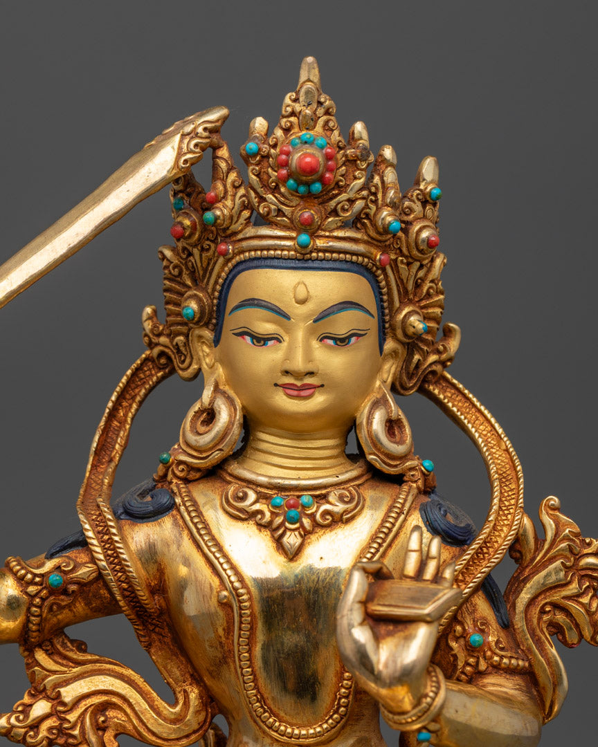 Golden Manjushri Statue | Bodhisattva of Wisdom