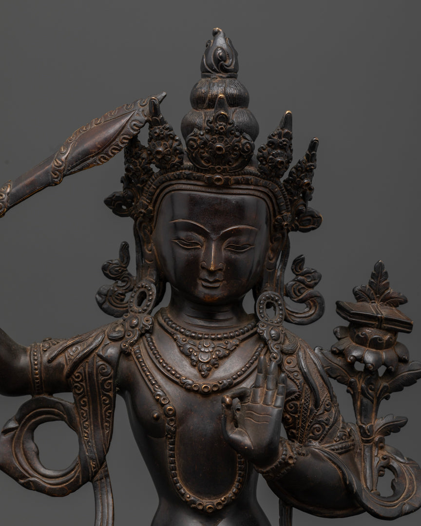 Oxidized Manjushri Statue | Bodhisattva of Perfected Wisdom