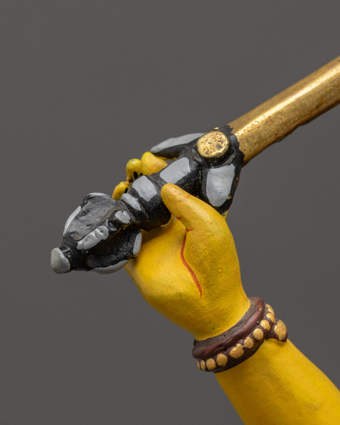 Yellow-Hued Manjushri Statue | Coloured Tibetan Artwork