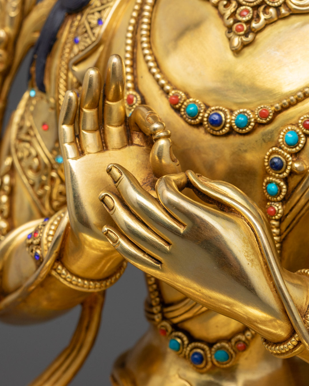 Manjushri Statue | Handcrafted 24k Gold-Gilded Buddhist Sculpture