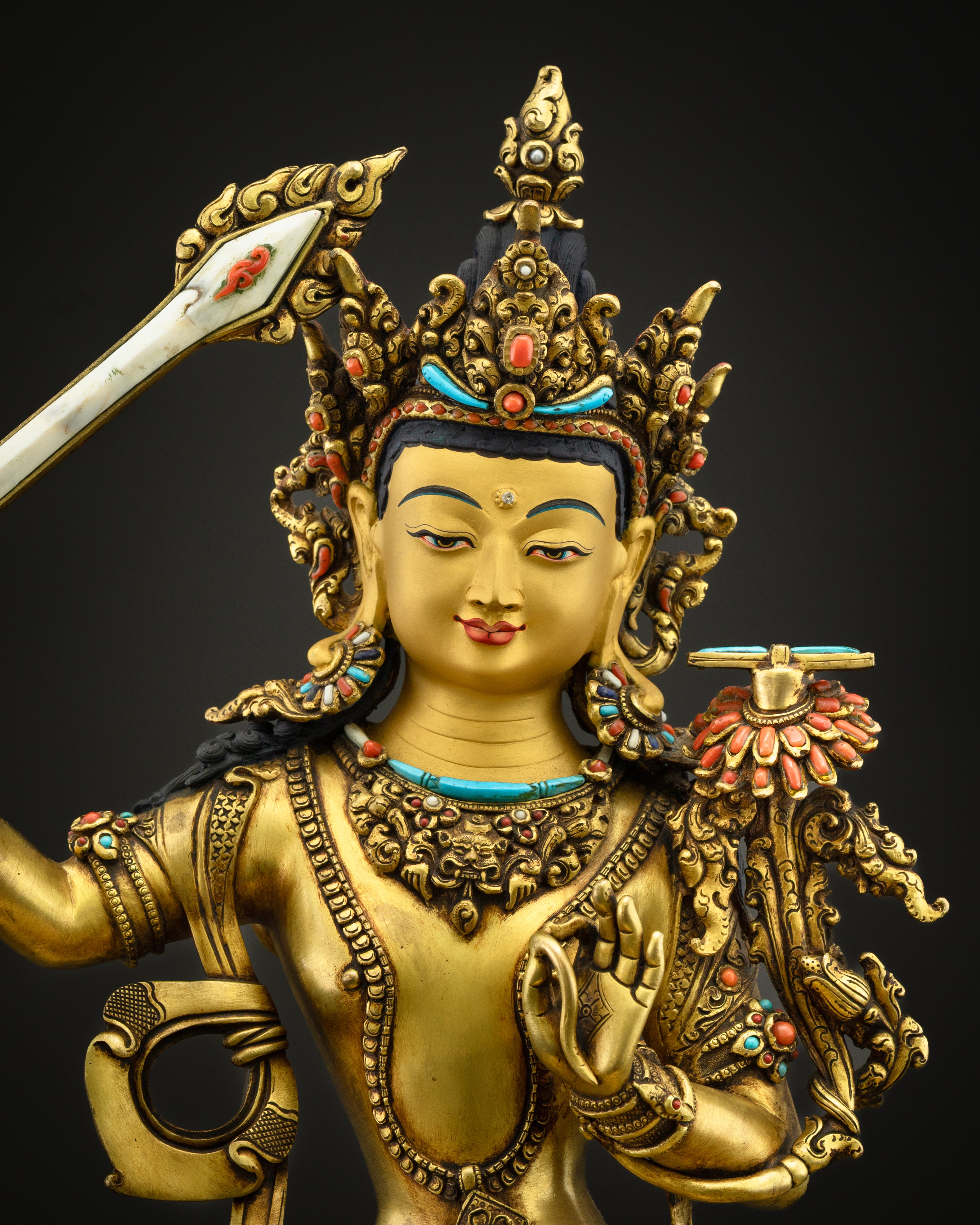 Tibetan Manjushri Statue | Manjushri Bodhisattva of Wisdom Sculpture