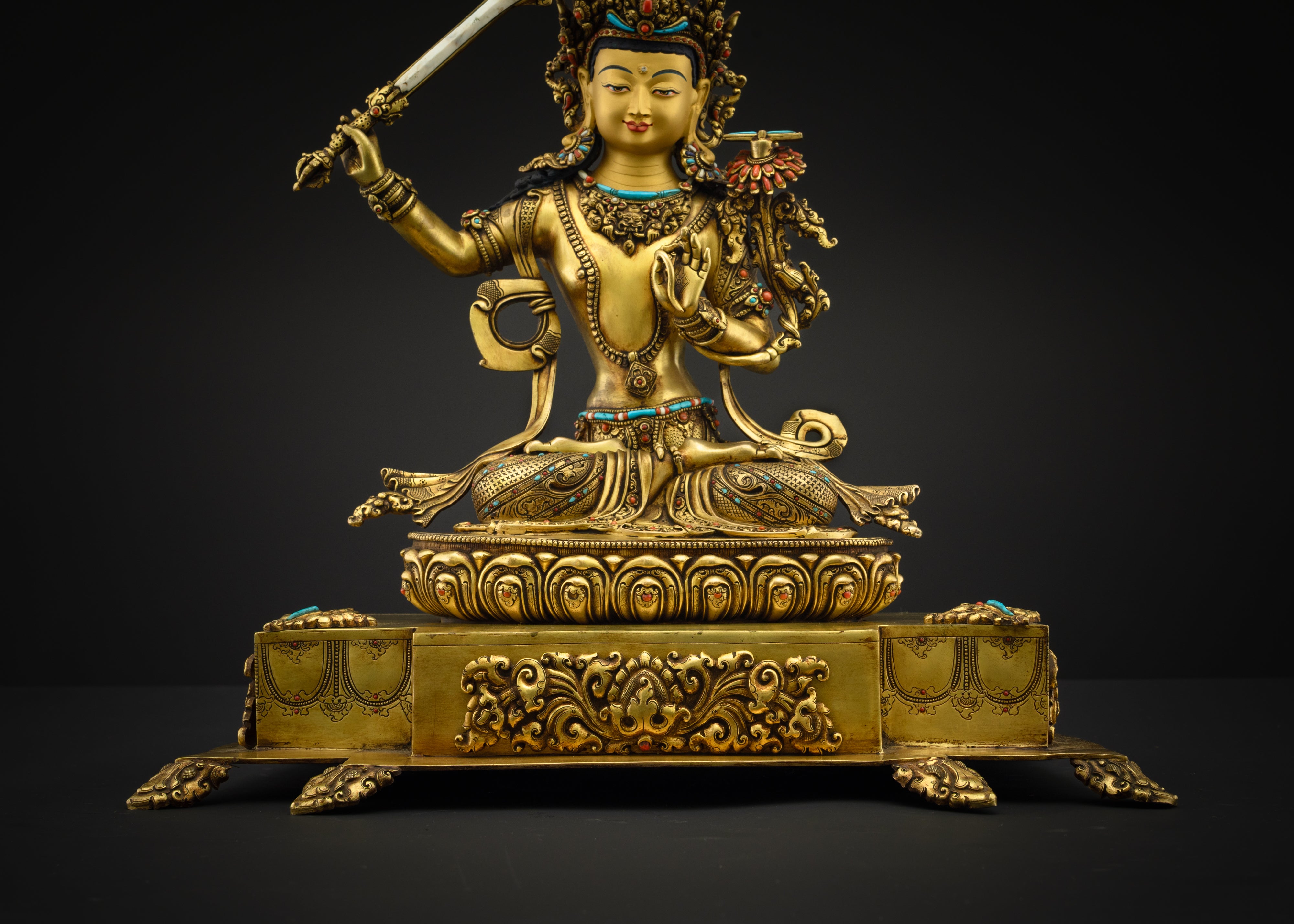 Tibetan Manjushri Statue | Manjushri Bodhisattva of Wisdom Sculpture
