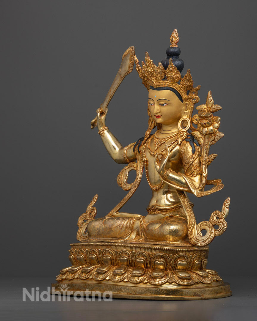 Manjushri Bodhisattva Statue: Himalayan Buddhist Art