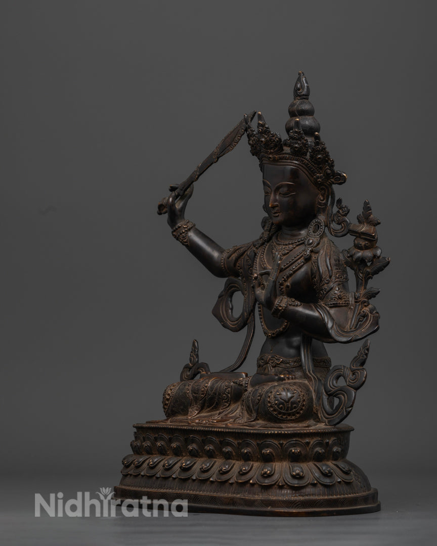 Oxidized Manjushri Statue | Bodhisattva of Perfected Wisdom