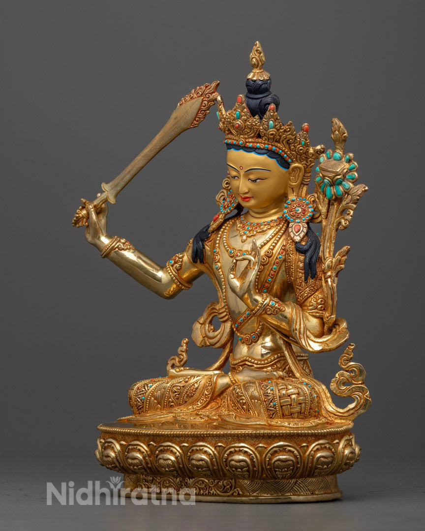 Manjushri Bodhisattva Statue | Traditional Nepalese Artwork