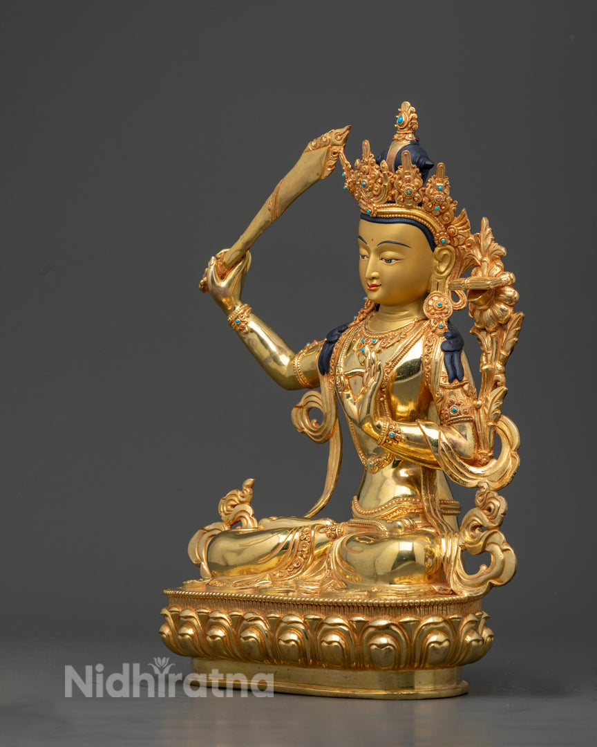 Manjushri Statue | Sacred Tibetan Bodhisattva Art