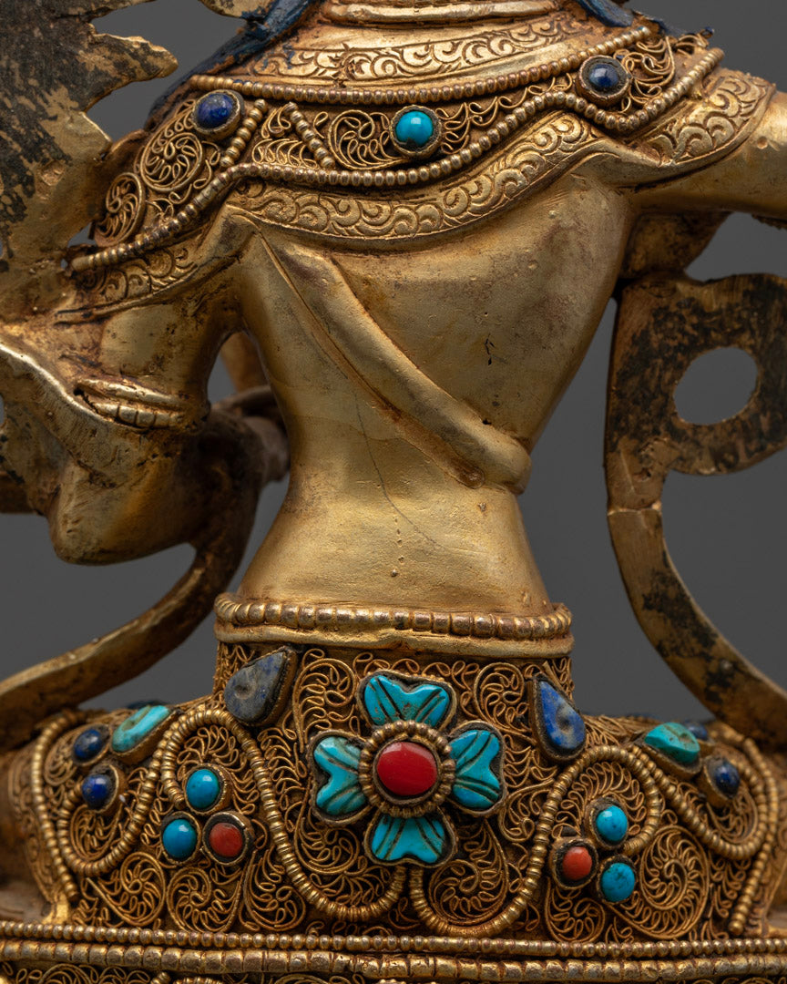 Handcrafted Lapis Lazuli Manjushri Statue: Himalayan Sacred Art