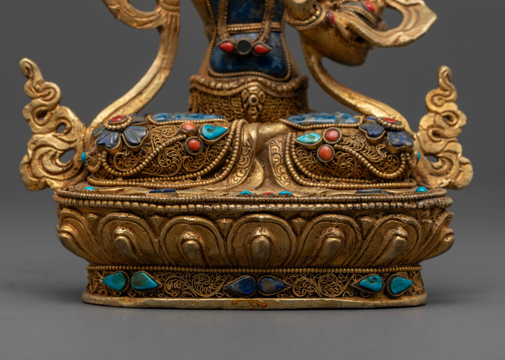 Handcrafted Lapis Lazuli Manjushri Statue: Himalayan Sacred Art