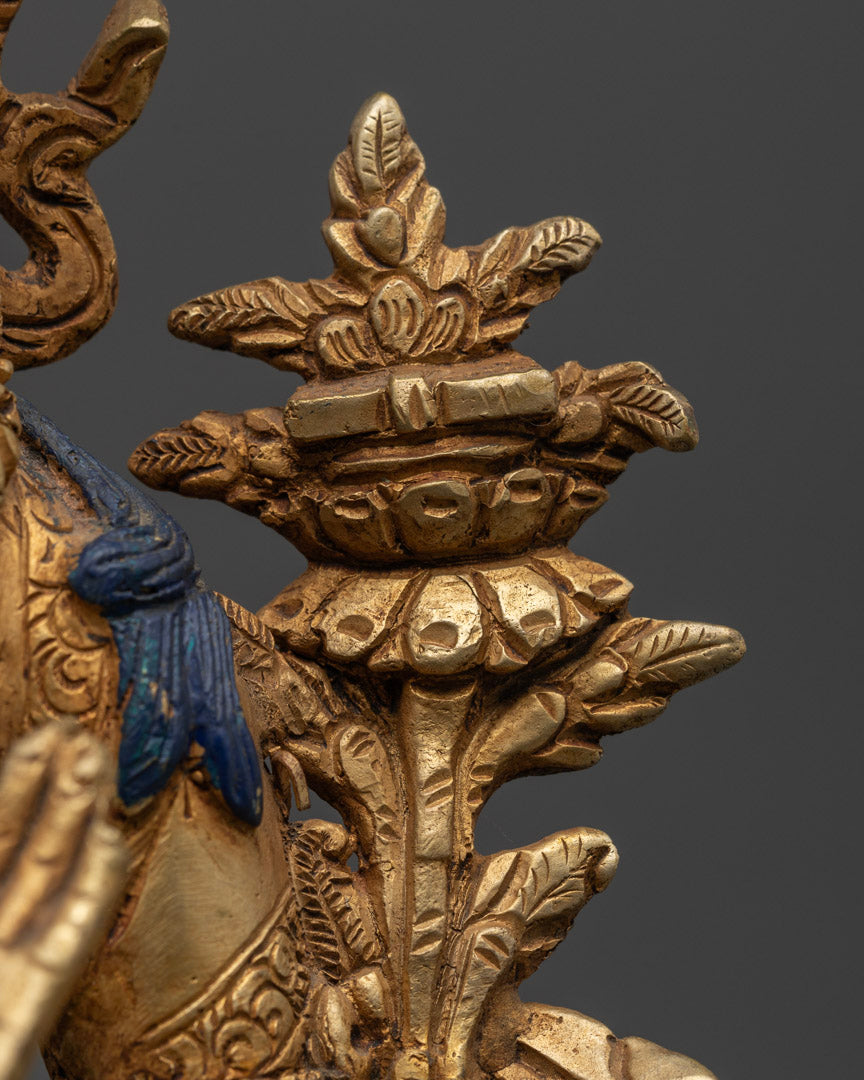 Handcrafted Lapis Lazuli Manjushri Statue: Himalayan Sacred Art