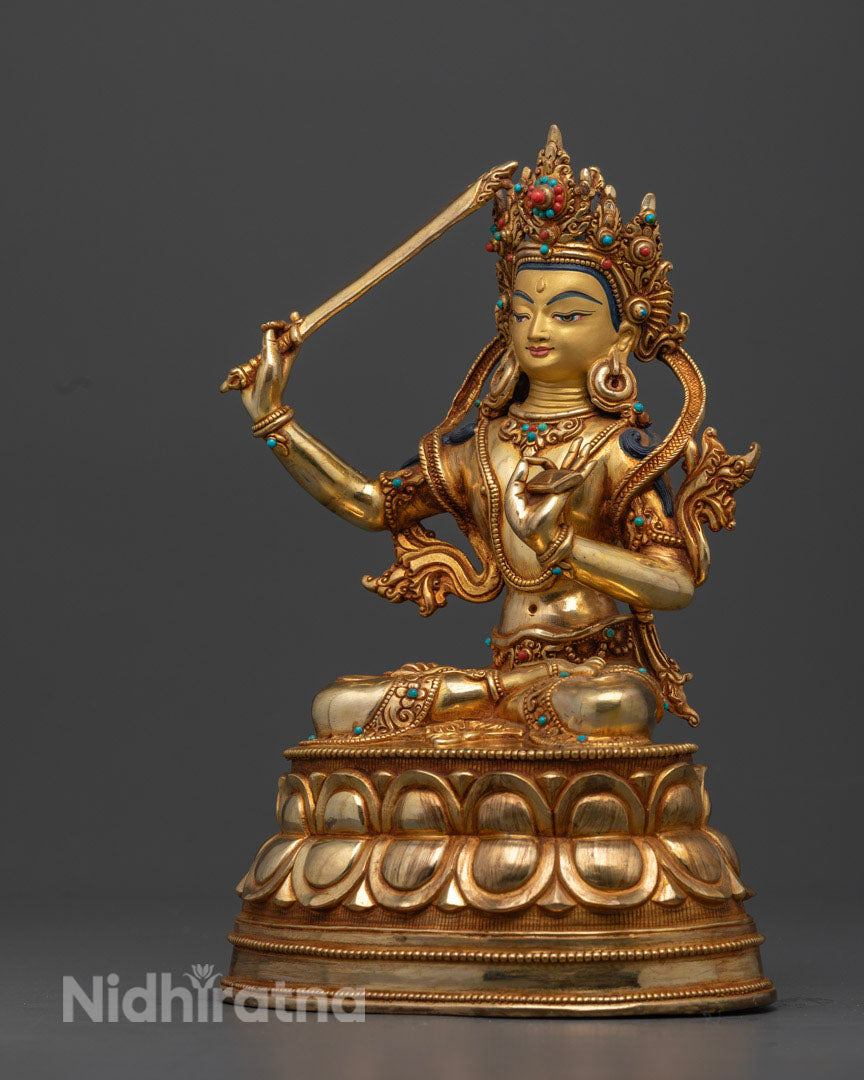 Golden Manjushri Statue | Bodhisattva of Wisdom