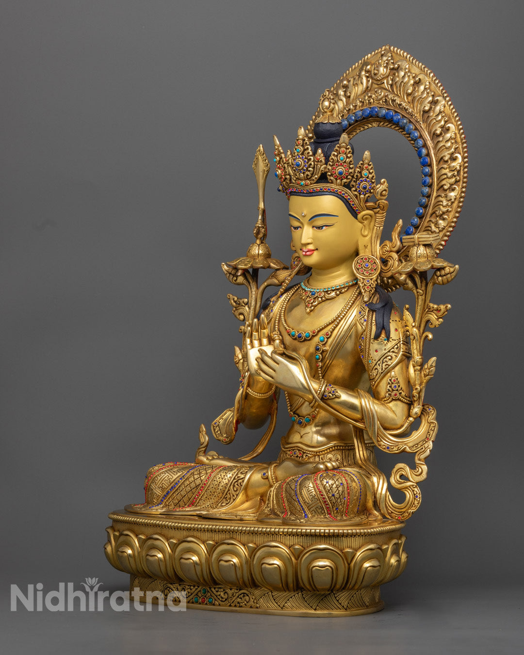 Manjushri Statue – Handcrafted in Nepal with 24k Gold