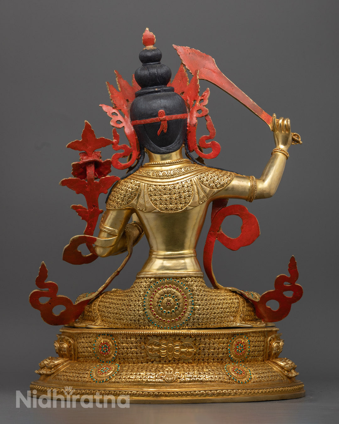 Buy Buddhist Manjushri Statue | Handcrafted 24K Gold Copper