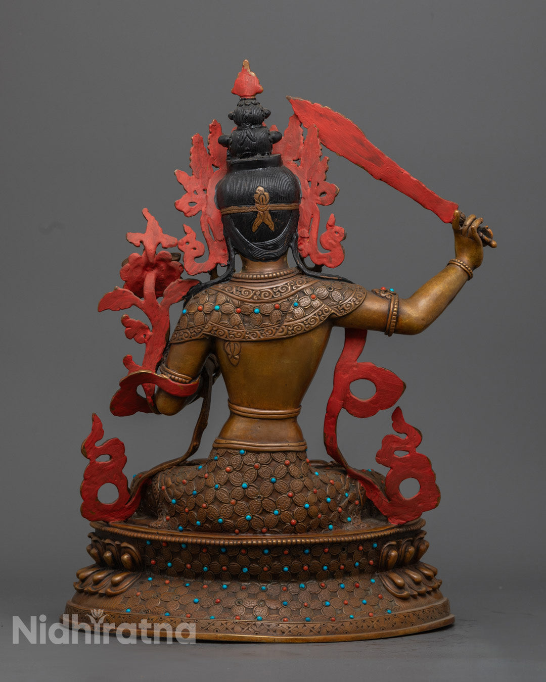 Hand-Carved Manjushri Statue | Wisdom Deity Sculpture