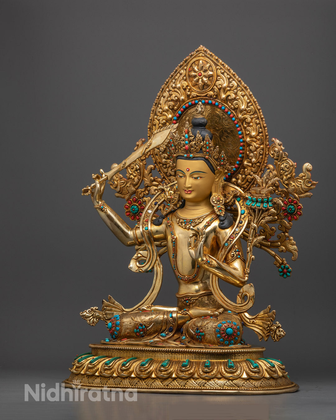 Traditional Manjushri Bodhisattva Statue | Handcrafted Himalayan Art
