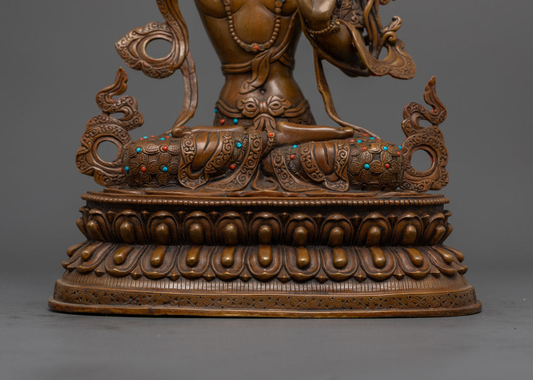 Hand-Carved Manjushri Statue | Wisdom Deity Sculpture