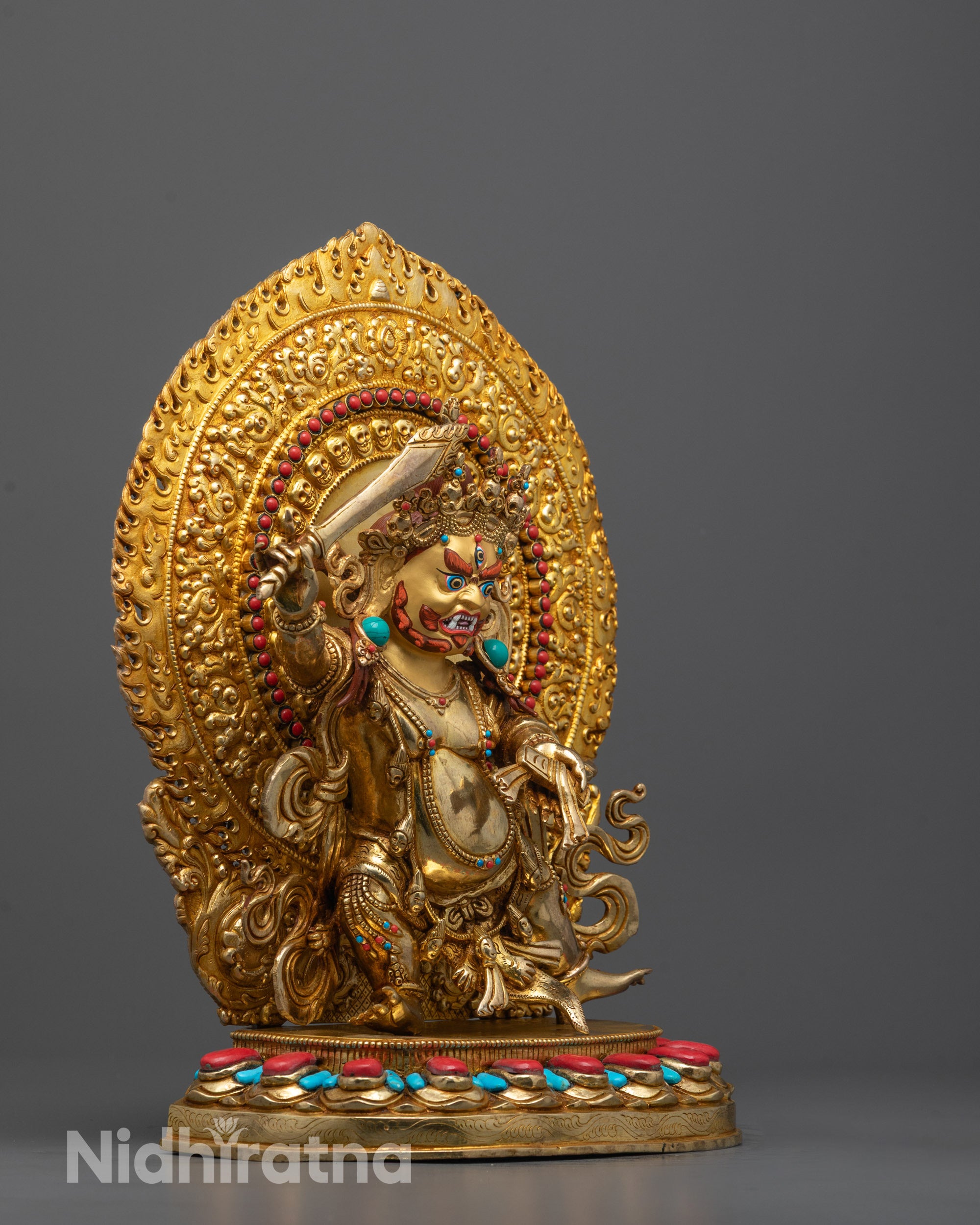 Handcrafted Wrathful Manjushri Statue | Artisan-Crafted Buddhist Protector