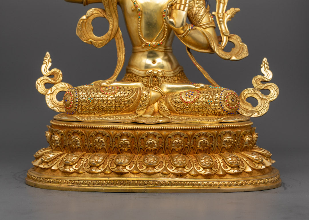 Buy Buddhist Manjushri Statue | Handcrafted 24K Gold Copper